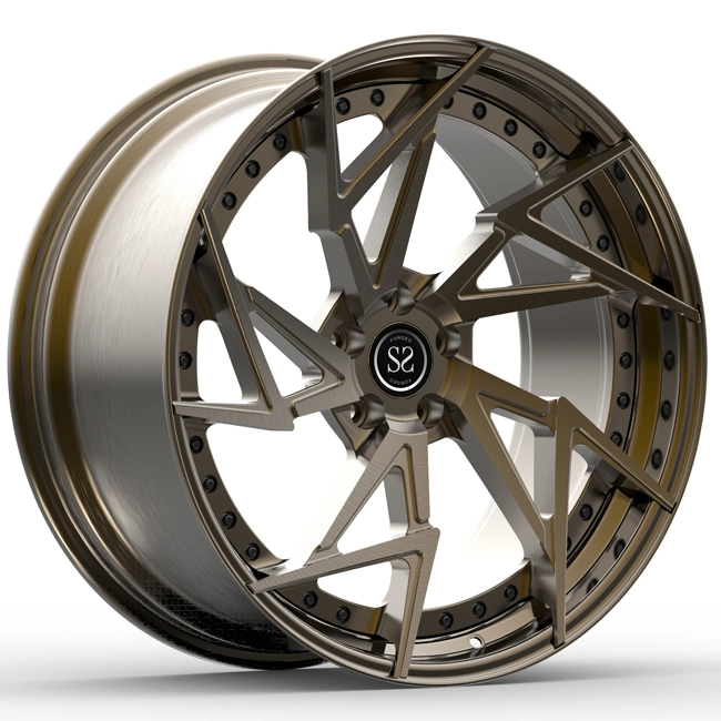 2 Piece Wheels for Mclaren 570s 20inch 21inch Staggered Concave Brushed Bronze Forged Rims